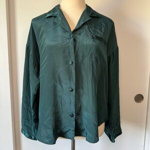 Vintage Victoria’s Secret Satin Silky Button Up Emerald Green Sleep Shirt
